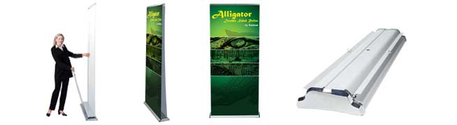 Alligator double sided rollaway bannerstand